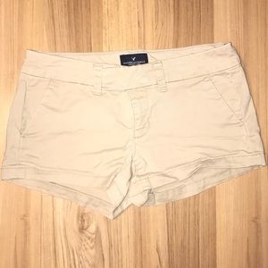 Khaki American Eagle Shortie Shorts
